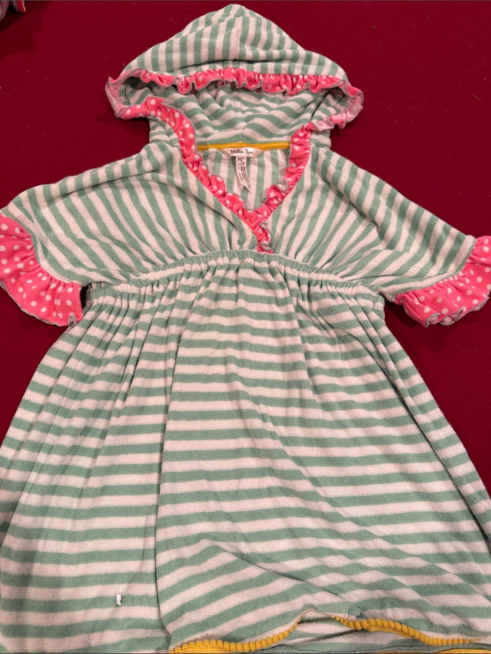 Matilda Jane Mint & Pink Striped Hooded Swim Coverup